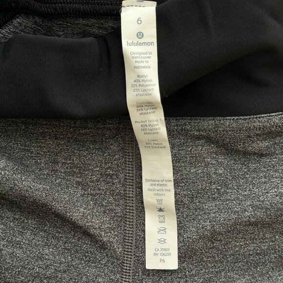 Lululemon Inspire Crop ll Luxtreme 3/4 Leggings Sz 6 Grey Black Yoga Athleisure - Picture 11 of 11